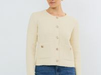 Укороченный кардиган из махровой пряжи, Желтый