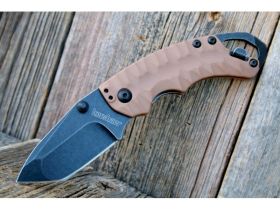 Нож складной Shuffle II - KERSHAW 8750TTANBW, сталь 8Cr13MoV c покрытием BlackWash™, рукоять термопластик GFN коричневого цвета