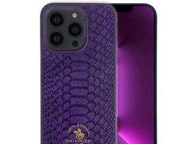 Чехол-накладка Santa Barbara Ravel для iPhone 14 Pro натуральная кожа (фиолетовый)