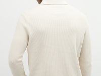 Джемпер текстурной вязки с воротником-поло, Белый