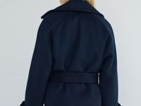 Короткое пальто с поясом, Синий