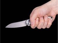 Складной нож Dr.Tech D9618G, сталь M390, рукоять титан, серый