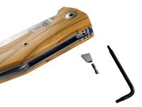 Нож складной LionSteel KUR UL Olive Wood Flipper, сталь Uddeholm Sleipner®, рукоять оливковое дерево