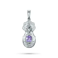 Подвеска из серебра с бриллиантами и аметистом э0641пд01260350