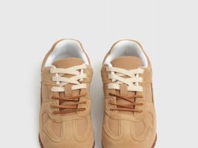Кроссовки из натуральной кожи, Бежевый