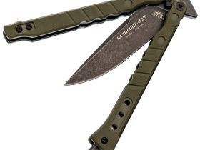 Нож бабочка НОКС Балисонг М210, сталь D2, рукоять G10, зелёный