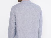 Рубашка из смесового льна с воротником мао, Синий