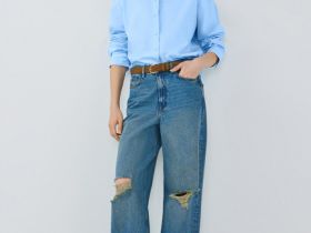 Джинсы со средней посадкой, Синий