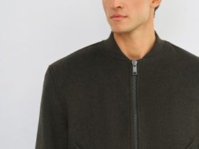 Бомбер из пальтовой ткани, Коричневый