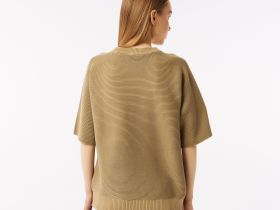 Женский вязаная футболка Lacoste оверсайз с коротким рукавом