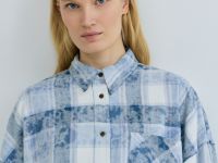 Рубашка в клетку из фланели, Голубой