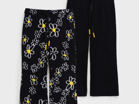 Брюки детские трикотажные для девочек, 2 пары в комплекте