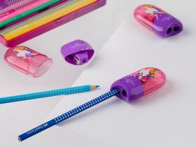 Точилка пластиковая Faber-Castell "Unicorn" 2 отверстия, контейнер