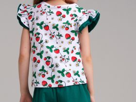 Комплект трикотажный для девочек: фуфайка (футболка), шорты