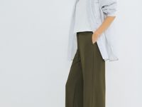 Прямые брюки с эластичным поясом, Зеленый