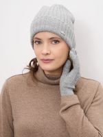 Шапка из кашемира 04336 серо-голубая
