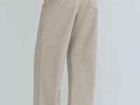 Прямые брюки из искусственной кожи, Бежевый