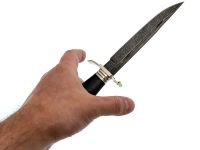 Нож Финка НКВД, сталь дамаск, мельхиор, рукоять граб