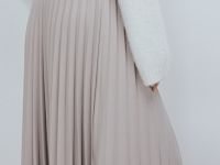 Плиссированная юбка миди A-силуэта, Бежевый