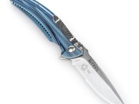 Складной нож CRKT Ripple Blue Combo, сталь Acuto 440, рукоять нержавеющая сталь 420J2