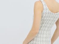 Твидовое платье мини на бретелях, Белый