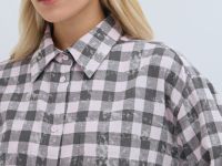 Удлинённая рубашка в клетку, Розовый