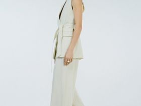 Широкие брюки со льном, Бежевый