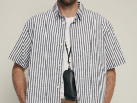 Рубашка с коротким рукавом в полоску