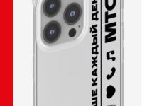 Чехол-накладка iPhone 13 прозрачный с красным принтом