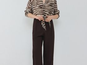 Блузка из вискозы с узлом-завязкой, Бежевый