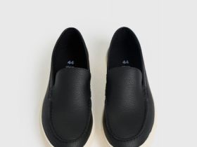 Слипоны с контрастной подошвой, Черный