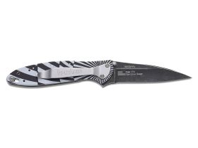 Полуавтоматический складной нож Kershaw Leek Black-White Swirl, сталь Sandvik 14C28N, рукоять алюминий, черно-белый
