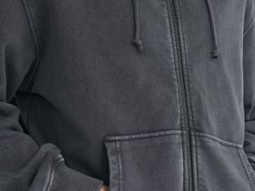 Толстовка на молнии с эффектом стирки, Серый