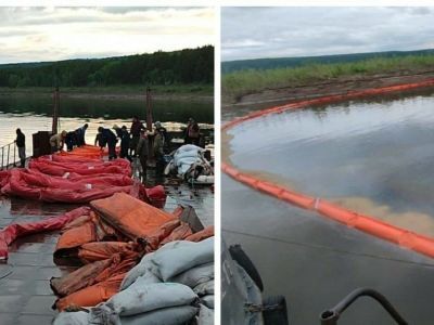 В Олекминском районе в месте разлива нефтепродуктов на реке установили заградительные боны