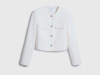 Однобортный укороченный жакет, Белый