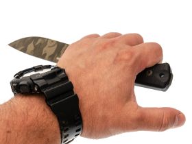 Охотничий нож Hot Knife Hoot, сталь D2 cerakote camo, рукоять черная микарта