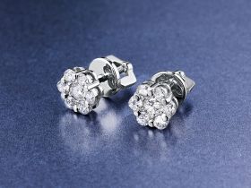 Пусеты из белого золота с бриллиантами э4701пс11141800