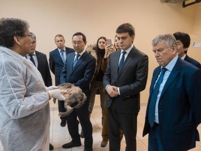 Михаилу Котюкову показали мамонтенка Диму и древнего щенка Догора