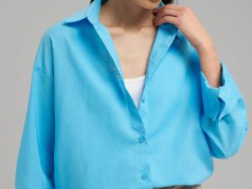 Свободная рубашка изо льна и хлопка