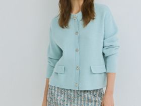 Юбка мини из твида, Зеленый