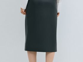 Юбка миди из искусственной кожи, Черный