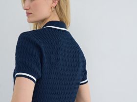 Джемпер поло в рубчик, Синий