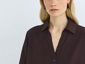 Рубашка из жатой ткани, Коричневый