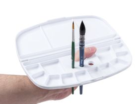 Палитра пластиковая Pinax с крышкой и ячейками для красок, 10х23 см