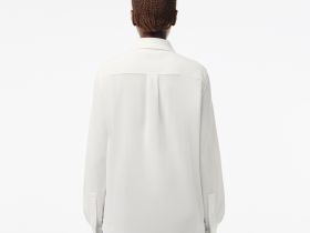 Женская хлопковая рубашка Lacoste с нашивкой-логотипом