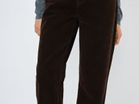 Прямые джинсы с бархатным напылением, Коричневый