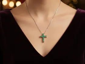 Подвеска из белого золота с изумрудами э4778пд06174800