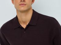 Вязаный джемпер-поло с длинным рукавом, Фиолетовый