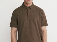 Поло из текстурированной ткани, Серый