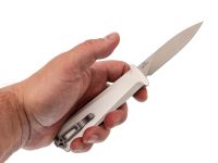 Автоматический нож Daggerr Кощей Slim SW, сталь D2, рукоять белый алюминий